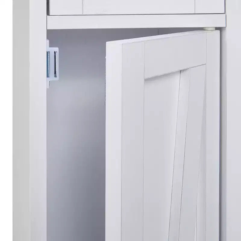 Armario de Almacenamiento Alto y Delgado para Baño con 2 Puertas y Cajón – Blanco