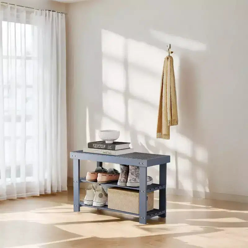 Banco zapatero, organizador de almacenamiento de zapatos de bambú de 3 niveles, banco de entrada, soporta hasta 129.7 kg, 28.7 x 70.1 x 45.2 cm, para entrada, baño, dormitorio