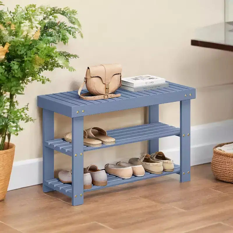 Banco zapatero, organizador de almacenamiento de zapatos de bambú de 3 niveles, banco de entrada, soporta hasta 129.7 kg, 28.7 x 70.1 x 45.2 cm, para entrada, baño, dormitorio