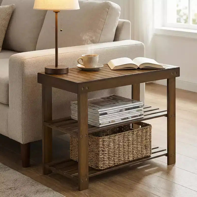 Banco zapatero, organizador de almacenamiento de zapatos de bambú de 3 niveles, banco de entrada, soporta hasta 129.7 kg, 28.7 x 70.1 x 45.2 cm, para entrada, baño, dormitorio