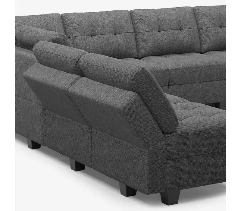 Sofá Modular Weave con Asiento de Almacenamiento y Otomana – 8 Asientos + 8 Laterales