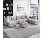 Sofá Modular Weave con Asiento de Almacenamiento y Otomana – 8 Asientos + 8 Laterales