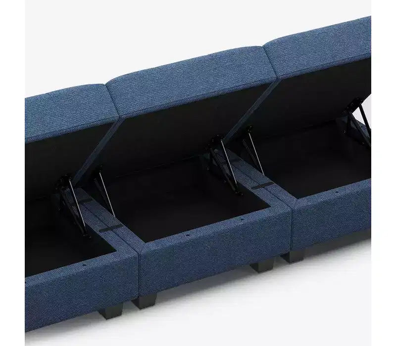 Sofá Modular Weave con Asiento de Almacenamiento y Otomana – 8 Asientos + 8 Laterales