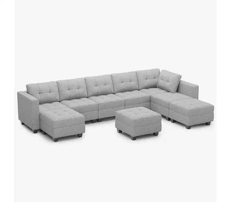 Sofá Modular Weave con Asiento de Almacenamiento y Otomana – 8 Asientos + 8 Laterales