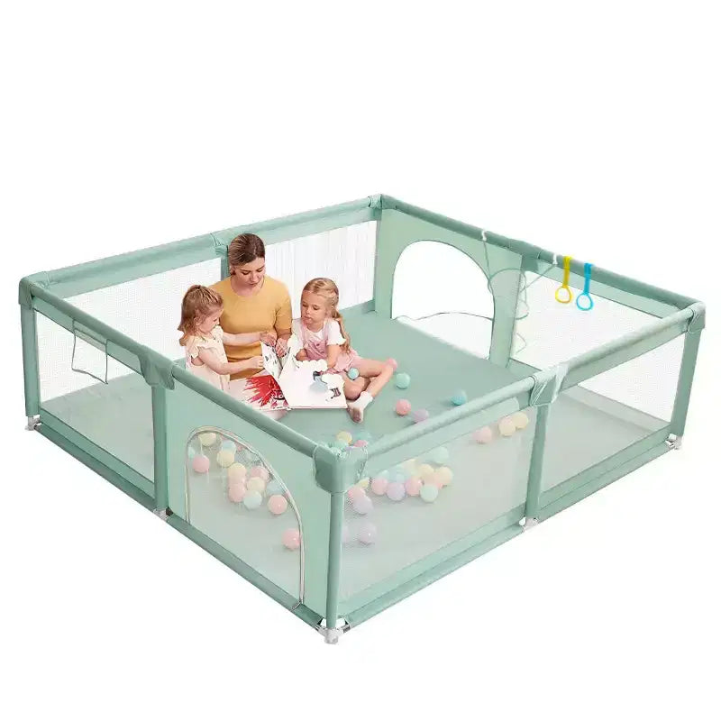 Corral de juegos para bebés de 79x79 con 4 paneles - Parque espacioso y seguro portátil