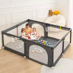 Corral de juegos para bebés de 79x79 con 4 paneles - Parque espacioso y seguro portátil