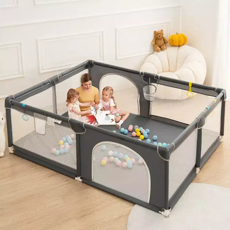 Corral de juegos para bebés de 79x79 con 4 paneles - Parque espacioso y seguro portátil