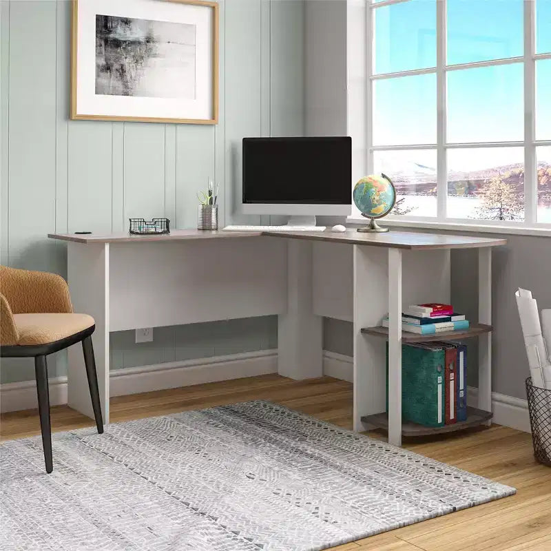 Escritorio en L con estanterías – Oficina en casa y estudio