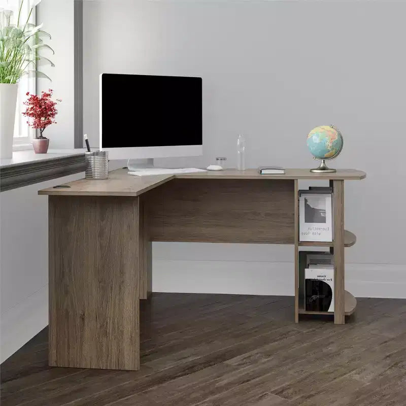 Escritorio en L con estanterías – Oficina en casa y estudio