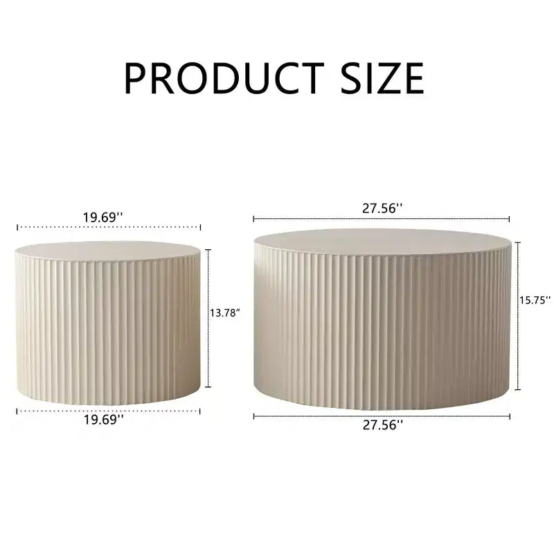 Mesa de centro redonda de madera con diseño en relieve artesanal para espacios pequeños, no requiere montaje