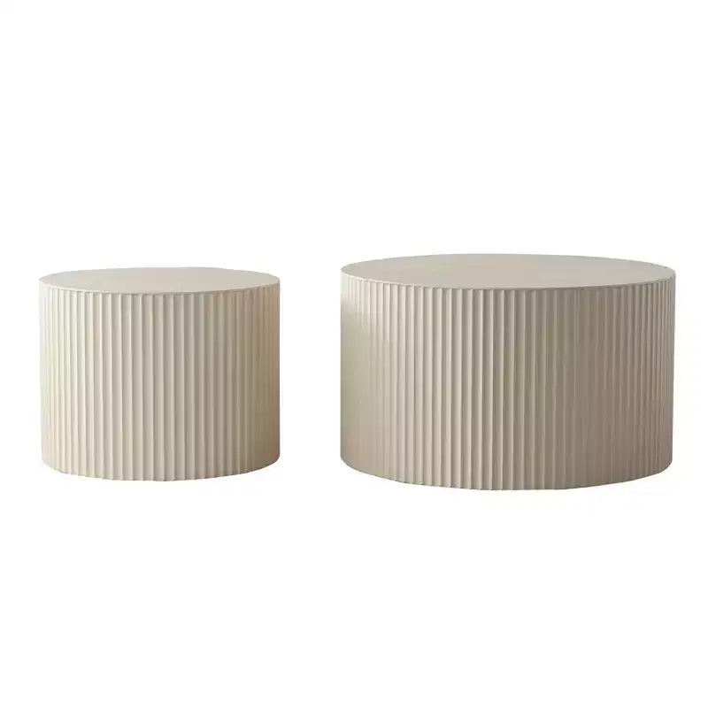 Mesa de centro redonda de madera con diseño en relieve artesanal para espacios pequeños, no requiere montaje