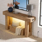 Mesa consola rústica de madera para sofá, sala de estar, recibidor, pasillo, detrás del sofá, rectangular, 63 pulgadas