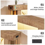 Mesa consola rústica de madera para sofá, sala de estar, recibidor, pasillo, detrás del sofá, rectangular, 63 pulgadas