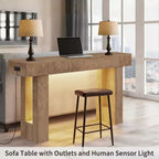 Mesa consola rústica de madera para sofá, sala de estar, recibidor, pasillo, detrás del sofá, rectangular, 63 pulgadas