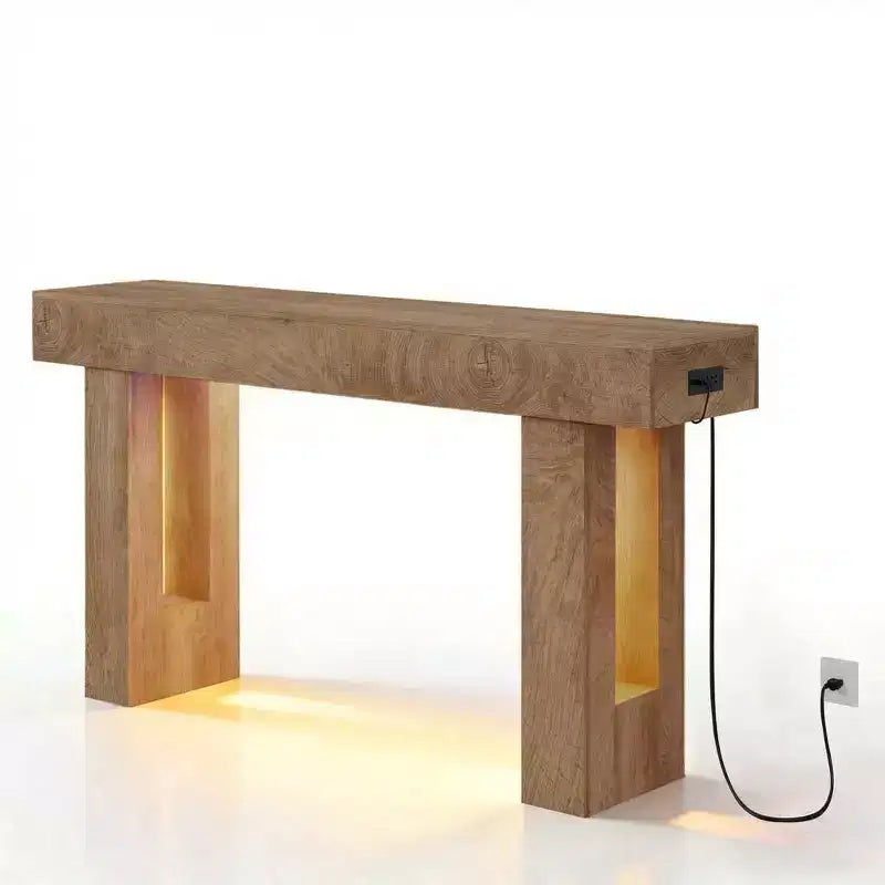 Mesa consola rústica de madera para sofá, sala de estar, recibidor, pasillo, detrás del sofá, rectangular, 63 pulgadas