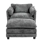 Sofá Oversized Moderno de Bouclé con Otomana