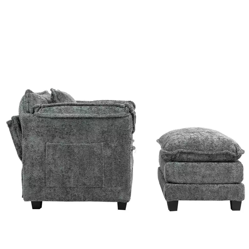 Sofá Oversized Moderno de Bouclé con Otomana