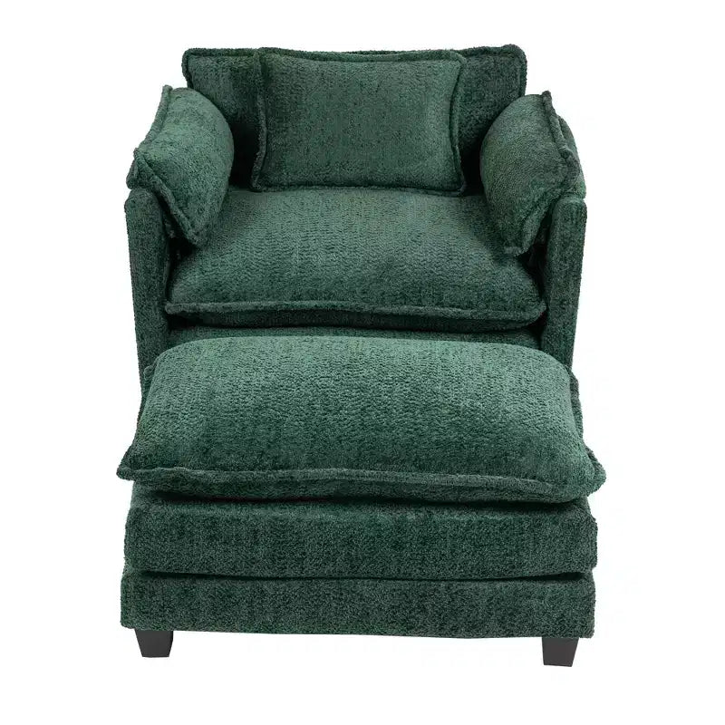 Sofá Oversized Moderno de Bouclé con Otomana
