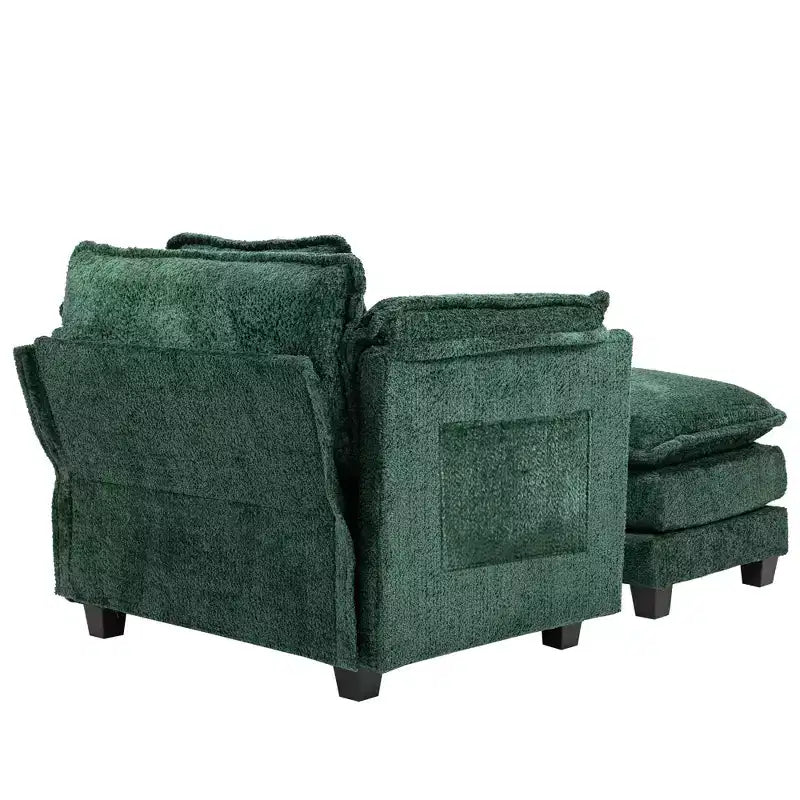 Sofá Oversized Moderno de Bouclé con Otomana