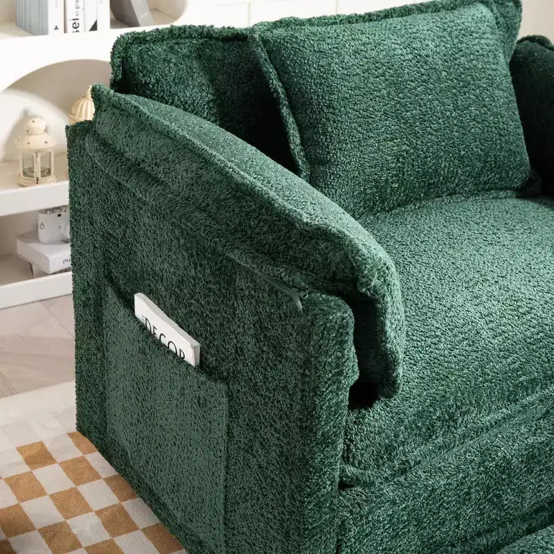 Sofá Oversized Moderno de Bouclé con Otomana