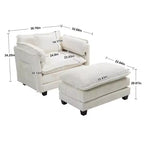 Sofá Oversized Moderno de Bouclé con Otomana
