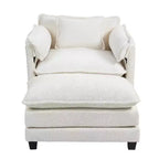 Sofá Oversized Moderno de Bouclé con Otomana