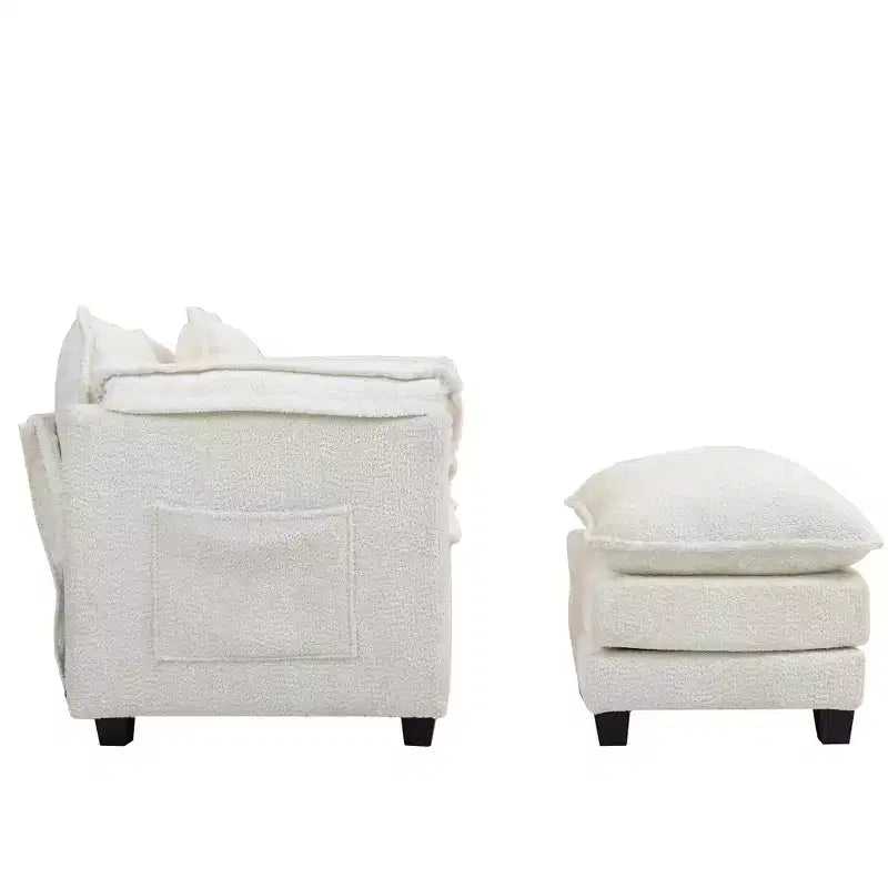 Sofá Oversized Moderno de Bouclé con Otomana