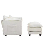 Sofá Oversized Moderno de Bouclé con Otomana
