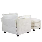 Sofá Oversized Moderno de Bouclé con Otomana