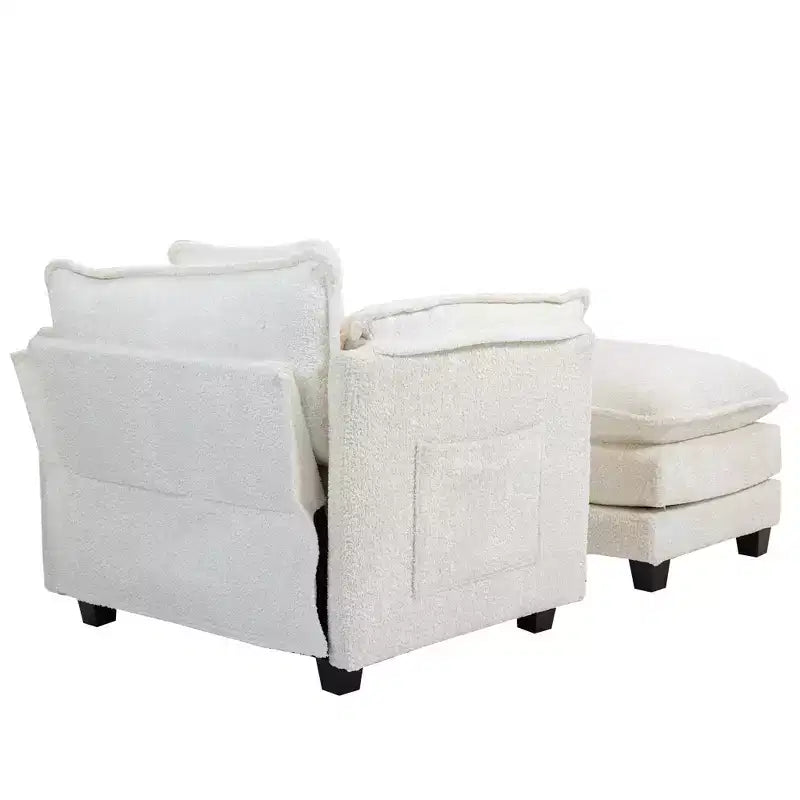 Sofá Oversized Moderno de Bouclé con Otomana