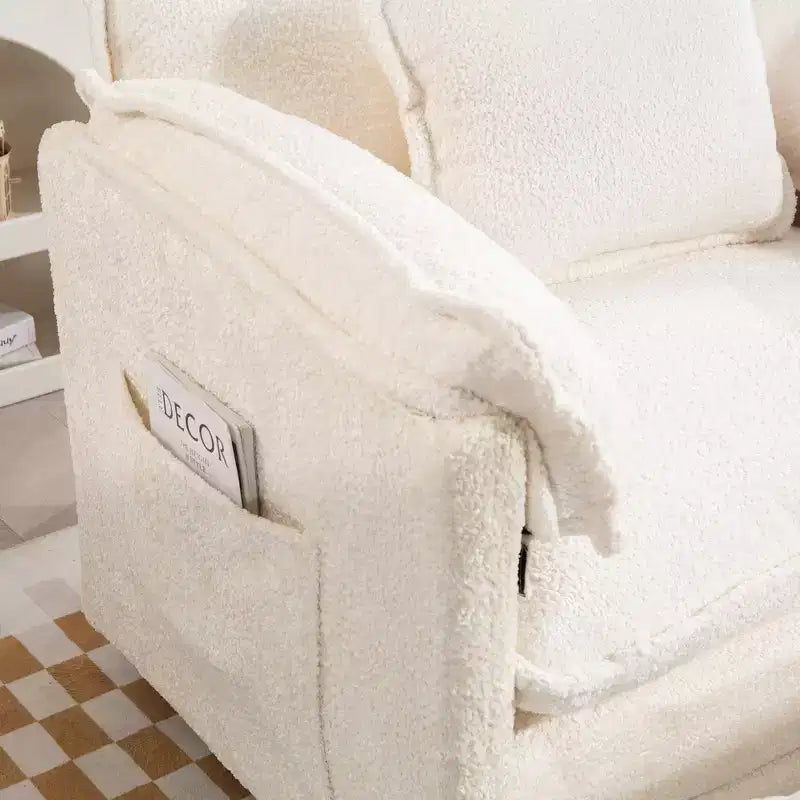 Sofá Oversized Moderno de Bouclé con Otomana