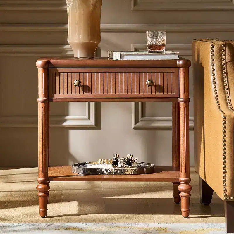 Mesa auxiliar de 1 cajón de 66 cm de altura - Negra