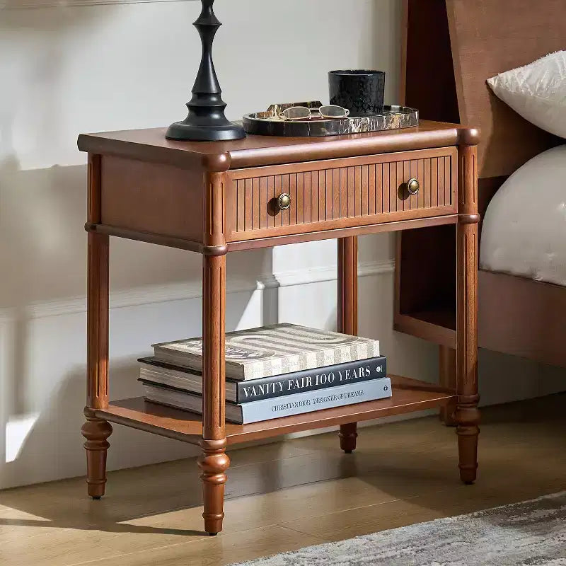 Mesa auxiliar de 1 cajón de 66 cm de altura - Negra