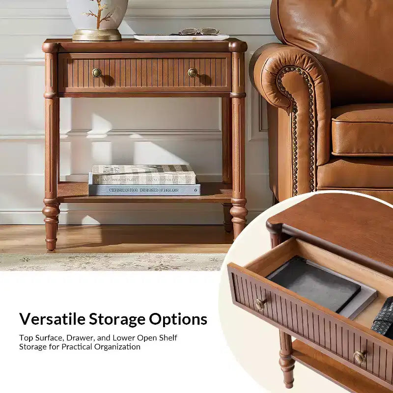 Mesa auxiliar de 1 cajón de 66 cm de altura - Negra