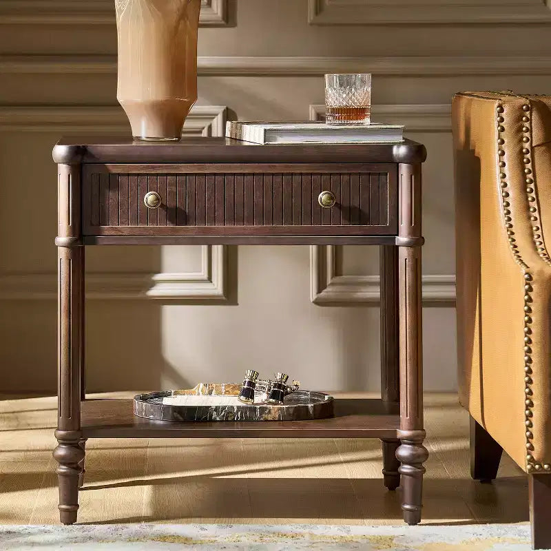 Mesa auxiliar de 1 cajón de 66 cm de altura - Negra
