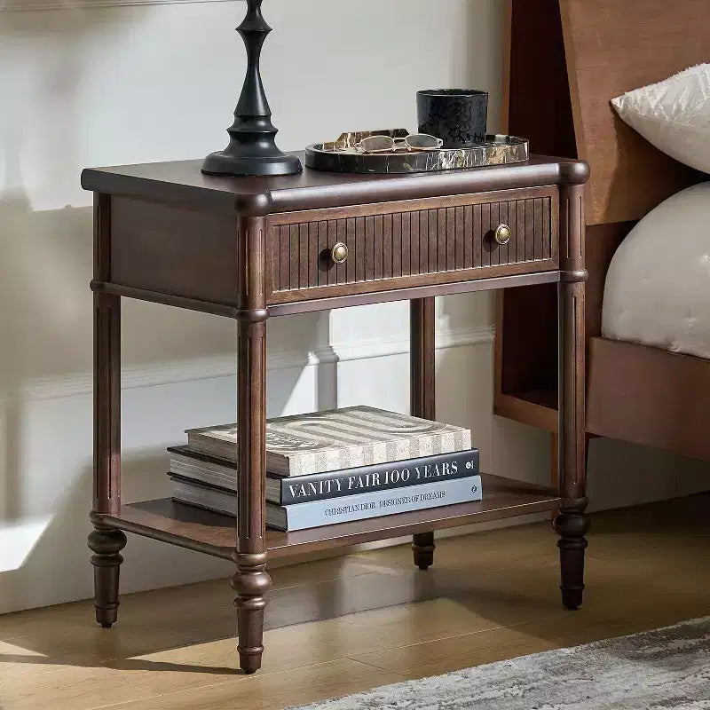 Mesa auxiliar de 1 cajón de 66 cm de altura - Negra