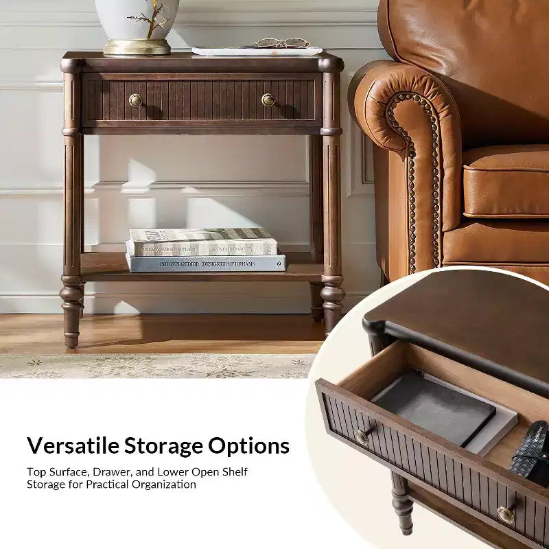 Mesa auxiliar de 1 cajón de 66 cm de altura - Negra