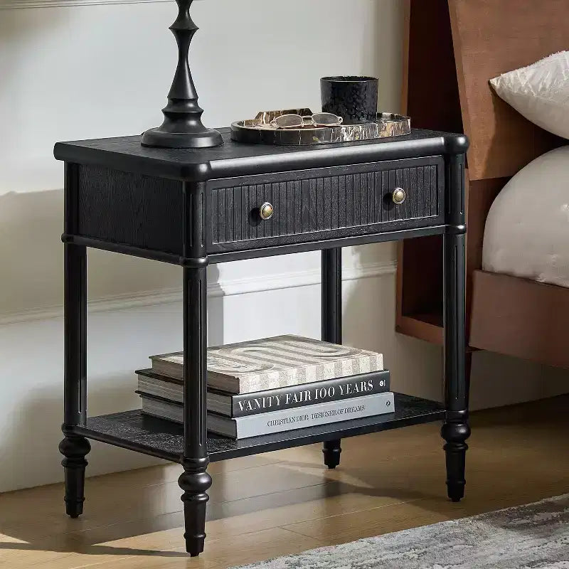 Mesa auxiliar de 1 cajón de 66 cm de altura - Negra