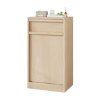 Cubo de basura basculante individual, cubo de basura de roble natural con almacenamiento de 10 galones y 1 cajón, cubo de basura oculto, cesto para ropa sucia