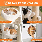 Arenero para Gatos Oculto, Árbol para Gatos de Múltiples Niveles con Postes Rascadores, Condominio para Gatos con Hamaca y Cesta, Muebles de Interior para Gatos con Arenero Escondido