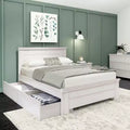 Plank+Beam Solid Wood Farmhouse Full Platform Bed Frame with Panel Headboard and Storage Drawers